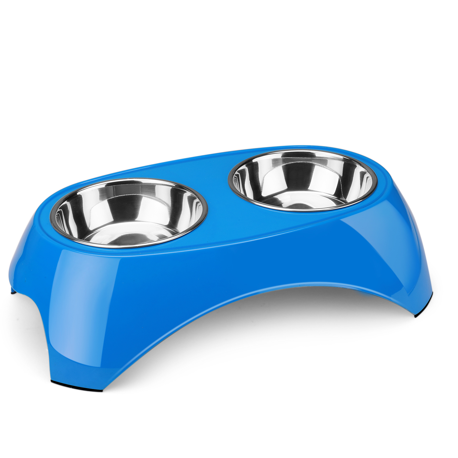 Flexzion Pet Feeder Stainless Steel Dog Bowl Set of 2 - Feeding Station Tray with Removable Food Water Holder, Rubber Slip Resistant Base Stand, Dis